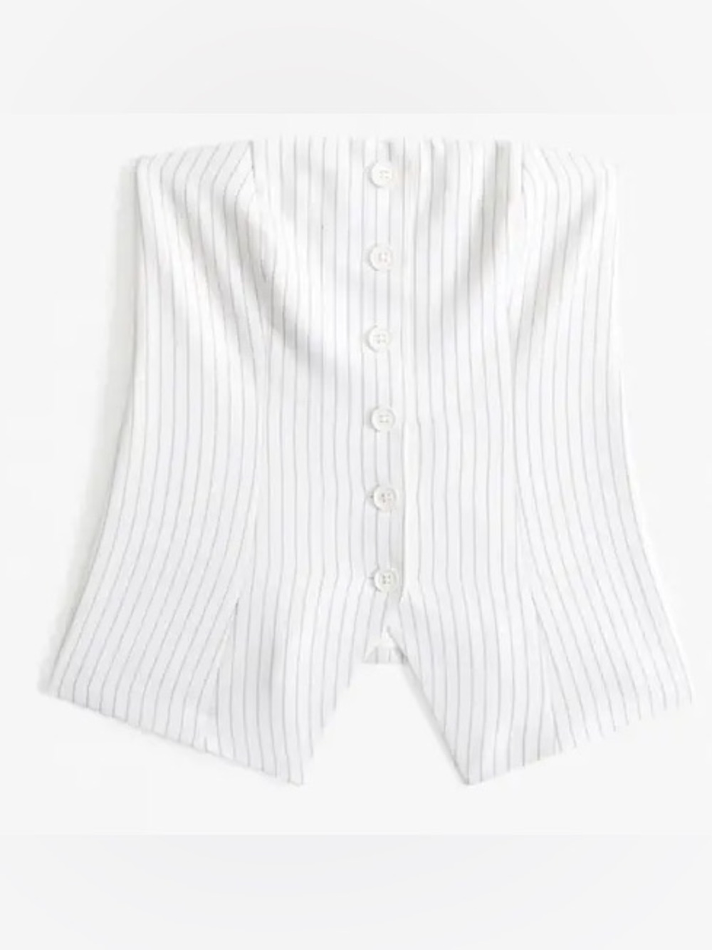 Abercrombie & Fitch The A&F Mara Tailored‎ Button Through Tube Top White Navy XL